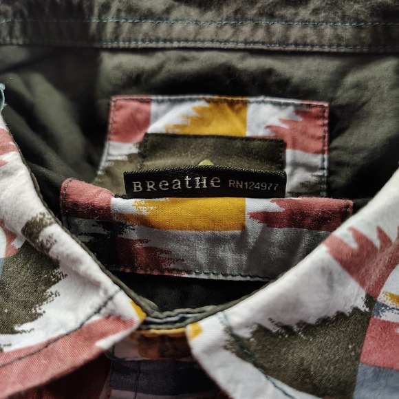 Prana Shirt Mens M Organic Cotton Outdoor Casual Button Up Short Sleeve Aztec - Picture 6 of 7